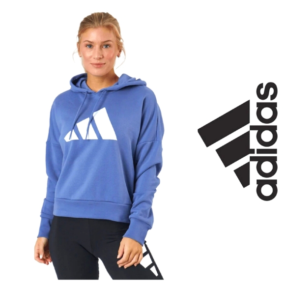 adidas Tops - ADIDAS three bar 3B logo orbit hoodie sweatshirt in violet blue flattering fit